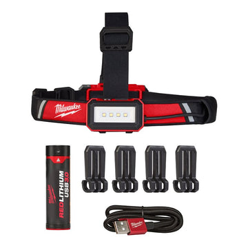 Milwaukee TRUEVIEW 2115-21 Low-Profile Headlamp, Lithium-Ion Battery, LED Lamp, 600 Lumens, Flood Beam, Black