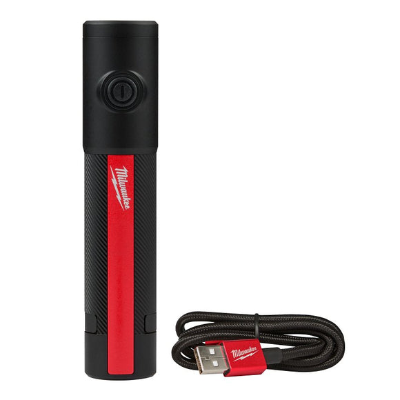 Milwaukee 2011R Cordless Carry Flashlight with Magnet, Lithium-Ion Battery, LED Lamp, 500 Lumens, Black/Red