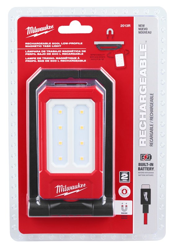 Milwaukee 2013R Magnetic Task Light, 1 A, 4 V, Lithium-Ion Battery, LED Lamp, Black