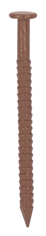 ProSource NTP-160-PS Panel Nail, 16D, 1 in L, Steel, Painted, Flat Head, Ring Shank, Brown