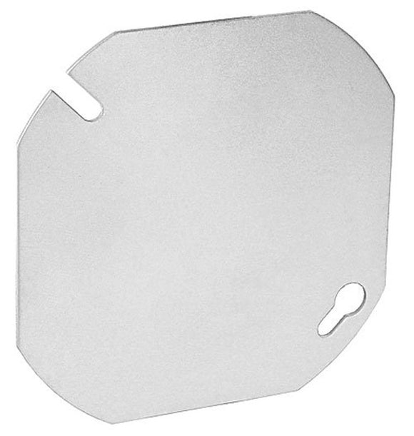 Southwire® 54C1-UPC Flat Blank Cover, 4 in W, Octagonal, Steel, Silver, Galvanized