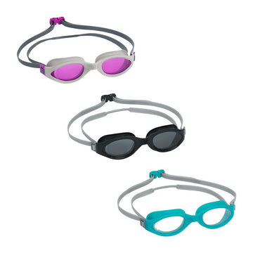 Bestway Accelera Series 21095 Swimming Goggles Set, Clear Lens, Silicone Frame, Adjustable Strap