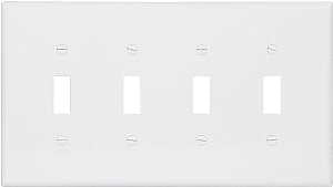 WALL PLATE 4GANG TGL STD WHITE