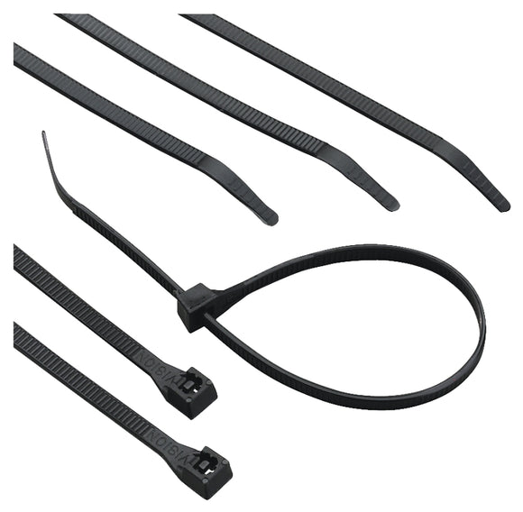 Calterm 73273 Cable Tie, 0.27 in Max Bundle Dia, 6/6 Nylon, Black, 11 in L, 100/BAG