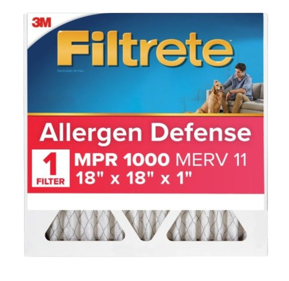 Filtrete 9817-4 Air Filter, 18 in L, 18 in W, 11 MERV, 1000 MPR, Polypropylene Frame