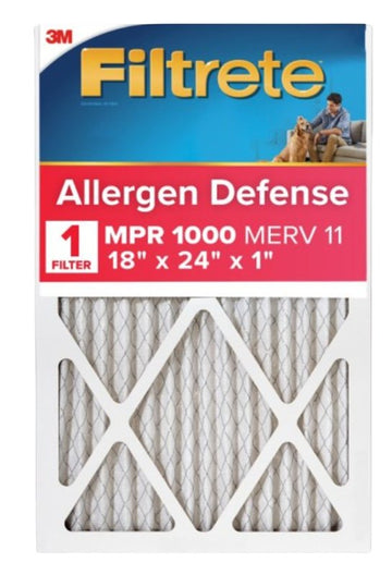 Filtrete 9821-4 Air Filter, 24 in L, 18 in W, 11 MERV, 1000 MPR, Polypropylene Frame
