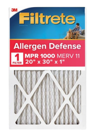 Filtrete 9822-4 Air Filter, 30 in L, 20 in W, 11 MERV, 1000 MPR, Polypropylene Frame