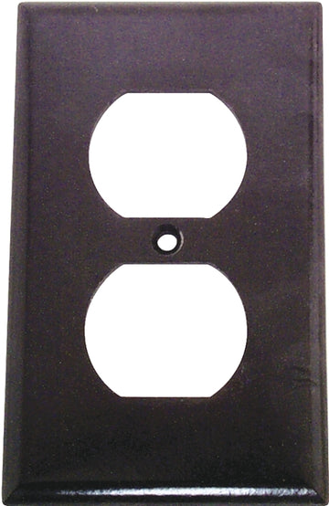Eaton 2132B-BOX Duplex Receptacle Wallplate, 4-1/2 in L, 2-3/4 in W, Standard, 1-Gang, Thermoset, Brown, High-Gloss