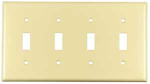 WALL PLATE 4 GANG TGL STD IVRY