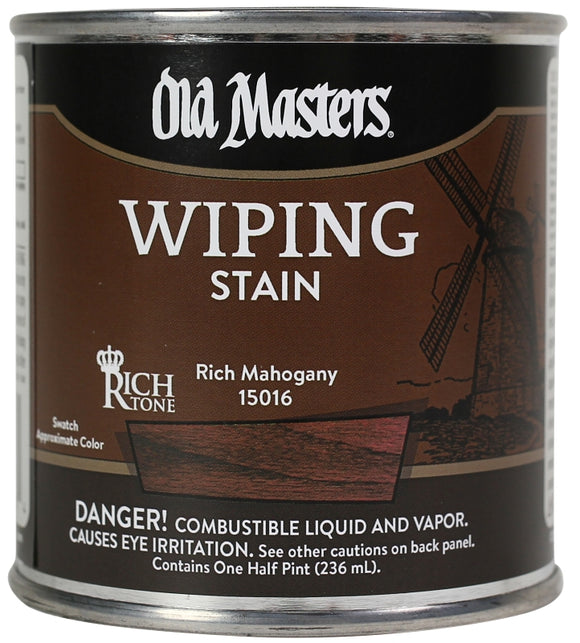 Old Masters 15016 Wood Stain, Rich Mahogany, Liquid, 0.5 pt Can