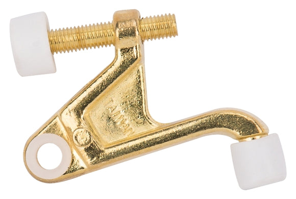 ProSource H20-B030C-PS Heavy-Duty Hinge Pin Door Stop, 2-3/4 in Projection, Die-Cast Zinc & Plastic, Polished Brass