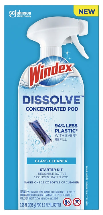 Windex Dissolve 00398 Concentrated Cleaner Starter Kit, Dissolve Pod, Solvent, Blue