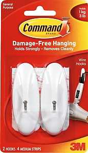 HOOK WIRE ADHESIVE MED WHITE  