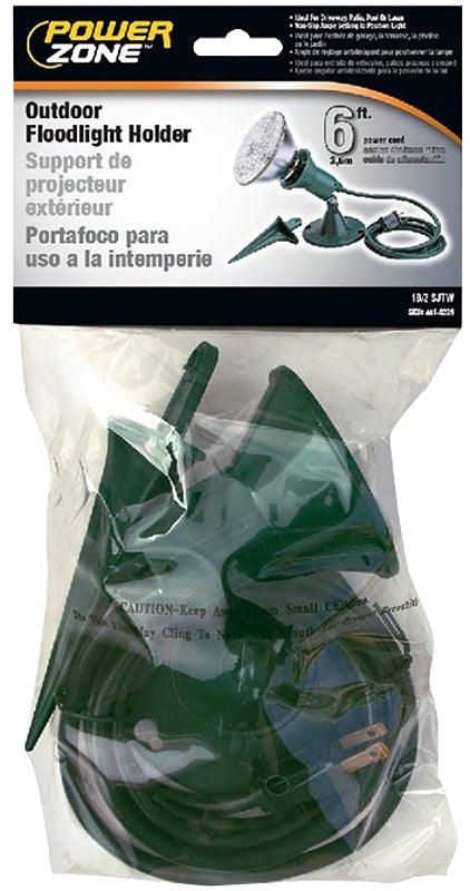 PowerZone ORFL10506 Flood Light Kit, Plastic, Green, For: Outdoor Use