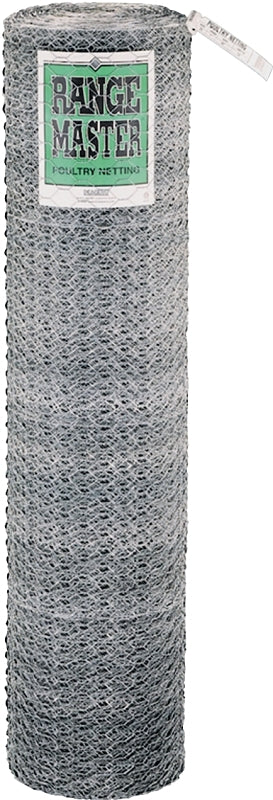 Rangemaster 6313 Residential Poultry Netting, 150 ft L, 24 in W, 20 ga Gauge, Hexagonal Mesh, 2 in Mesh, Steel