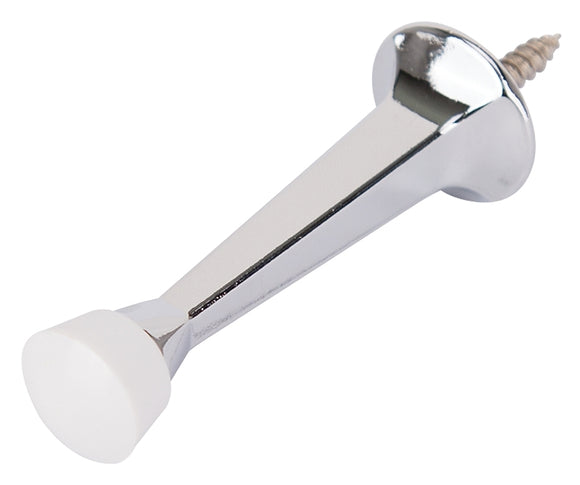 ProSource CL-208C-CH-PS Heavy-Duty Rigid Door Stop, 1 in Dia Base, 3 in Projection, Die-Cast Zinc & Plastic, Chrome