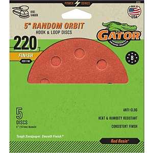 5" 220GRIT 8HOLE HK/LOOP 5PK  