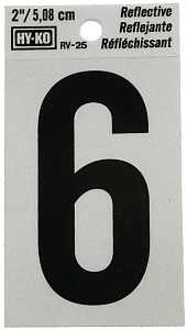 NUMBER HOUSE 6 2IN REFL BLK   