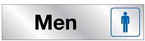 SIGN VINYL SILVER MEN 2INX8IN 