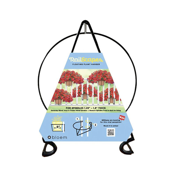 Bloem RailScapes Series RST1-12 Floating Plant Hanger, 11-1/2 in L, 6 in H, Metal, Black, Rail