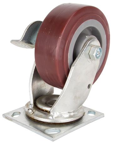 ProSource JC-P04 Swivel Caster, 5 in Dia Wheel, 2 in W Wheel, Polyurethane Wheel, Gray, 450 lb, Steel Housing Material