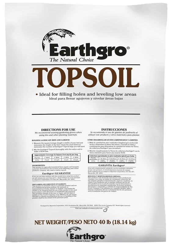Earthgro 71140180 Top Soil, 9 sq-ft Coverage Area, Granular, 40 lb Bag