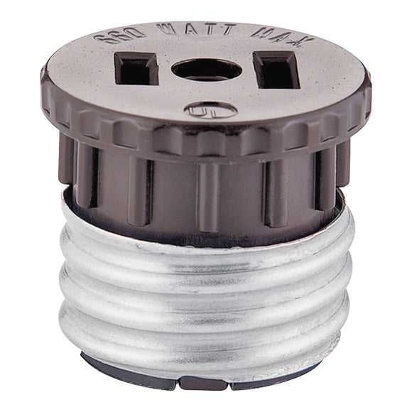 Eaton Wiring Devices BP758B Lamp Socket Adapter, 660 W, 1 -Outlet, Thermoplastic, Brown
