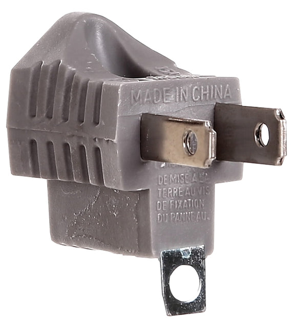 Eaton Wiring Devices 419GY Outlet Adapter with Grounding Lug, 2-Pole, 15 A, 125 V, 1-Outlet, NEMA: NEMA 1-15 to 5-15