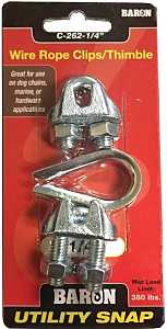 1/4IN WIRE ROPE 2CLIPS/1THIMBL
