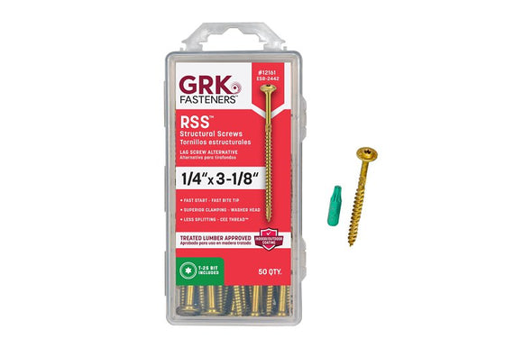 Ramset RSS 12161 Structural Screw, 3-1/8 in L, W-Cut Thread, Recessed Star Drive, Zip-Tip Point, Steel, 50/PK