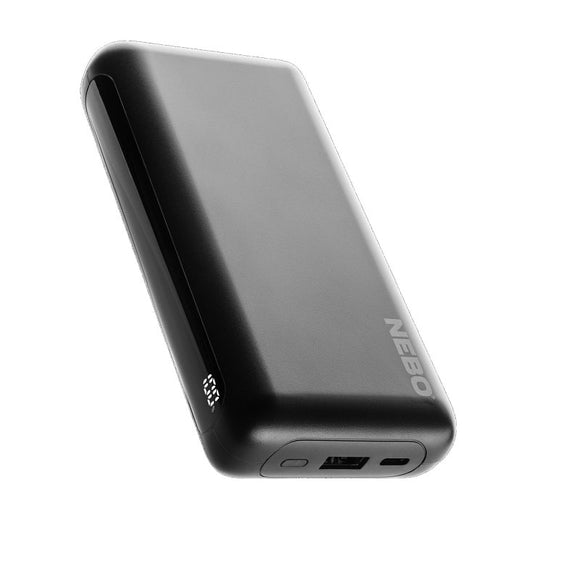Nebo NEB-PBK-0014 Portable Power Bank, 20,000 mAh, Lithium-Ion, 1 (Input), 2 (Output)-USB Port, Black