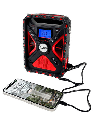 eton Quest NFRX5QUEST Solar-Powered NOAA Weather Radio and Emergency Flashlight, Battery, Solar, Backlit LCD Display