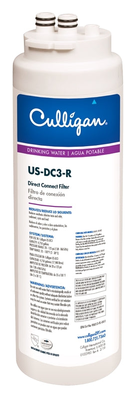 Culligan US-DC3-R Direct Connect Filter, 4750 gal, 1.5 gpm, Advanced Filtration, White