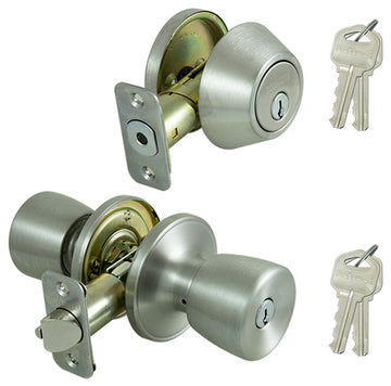 ProSource BS621BRA4F Deadbolt and Entry Lockset, Turn Button Lock, Tulip Design, Stainless Steel, 3 Grade