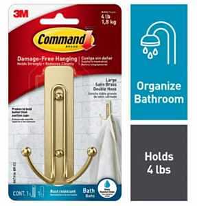 BATH HOOK DBL SATIN BRS LARGE 