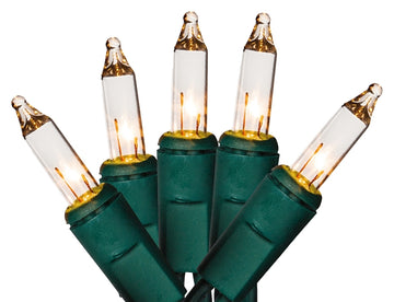 Hometown Holidays U10Y082B Mini Light Set, Christmas, 120 V, 40.8 W, 100-Lamp, Incandescent, Clear, 21.96 ft L