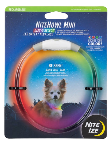 NiteHowl NHOMR-07S-R3 Mini Rechargeable Safety Necklace, 9.5 to 14.8 in L, 1 in W, Polymer, Blue/Green/Red