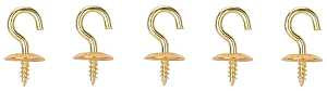 CUP HOOK SOLID BRASS 1/2IN 5PC
