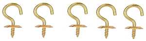 CUP HOOK SOLID BRASS 5/8IN 5PC