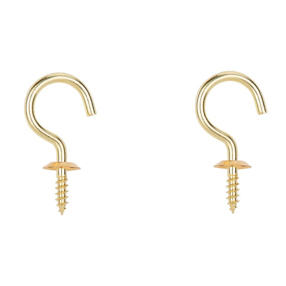 ProSource LR-387-PS Cup Hook, 3/4 in Opening, 4.5 mm Thread, 2-1/16 in L, Brass, Brass