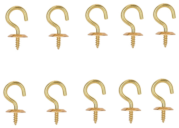 ProSource LR-389-PS Cup Hook, 9/32 in Opening, 2.5 mm Thread, 5/8 in L, Brass, Brass