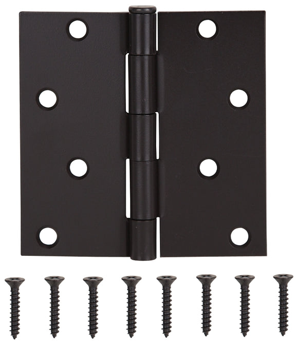 ProSource 20339ORX Square Corner Door Hinge, 4 in H Door Leaf, 1-3/4 in W Door Leaf, 2.2 mm Thick Door Leaf, 4 x 4 in