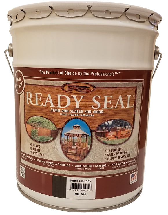 Ready Seal 545 Stain and Sealer, Flat, Burnt Hickory, Liquid, 5 gal