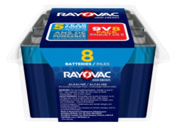 Rayovac HIGH ENERGY A1604-8PPK Battery, 9 V Battery, Alkaline, Rechargeable: No, 8/PK