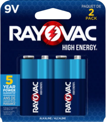 Rayovac HIGH ENERGY A1064-2T Battery, 9 V Battery, Alkaline, Rechargeable: Yes