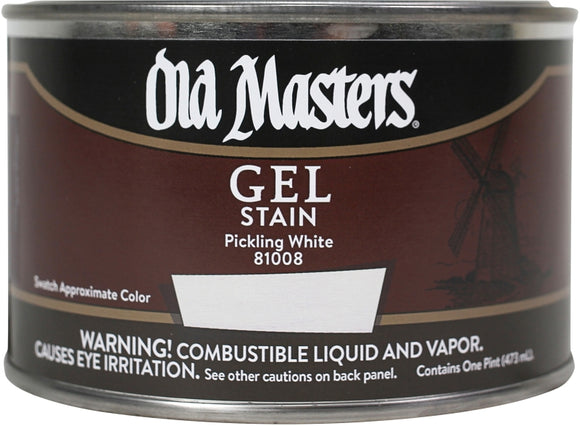Old Masters 81008 Gel Stain, Pickled White, Liquid, 1 pt Can