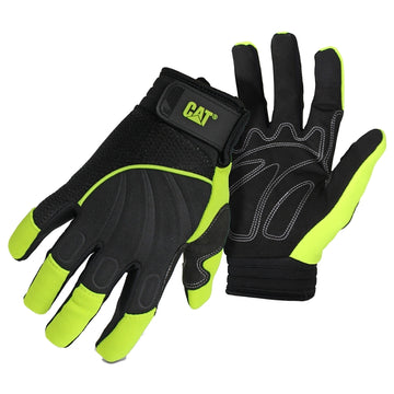 Cat CAT012224M Mechanic's Gloves, Men's, M, Adjustable Wrist Cuff, Synthetic Leather, Green