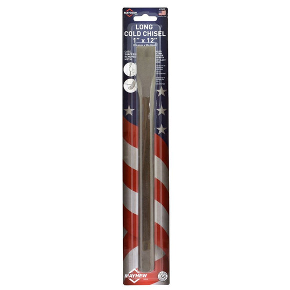 Mayhew 12402 Cold Chisel, 12 in L Blade, 1 in Tip, 12 in OAL, Steel Blade