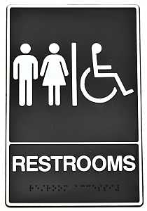 SIGN BRAILLE RESTROOM 6X9IN   