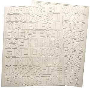 NUMBER/LETTER SET 1IN VNYL WHT